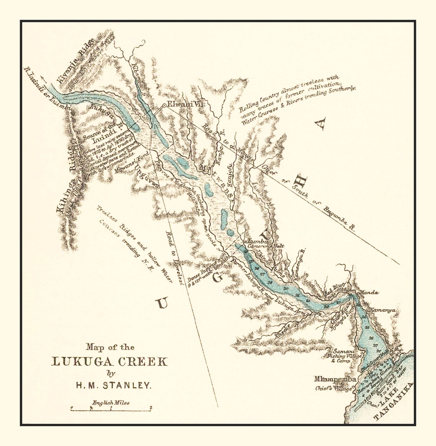 Vintage Lake Tanganika Map 1878