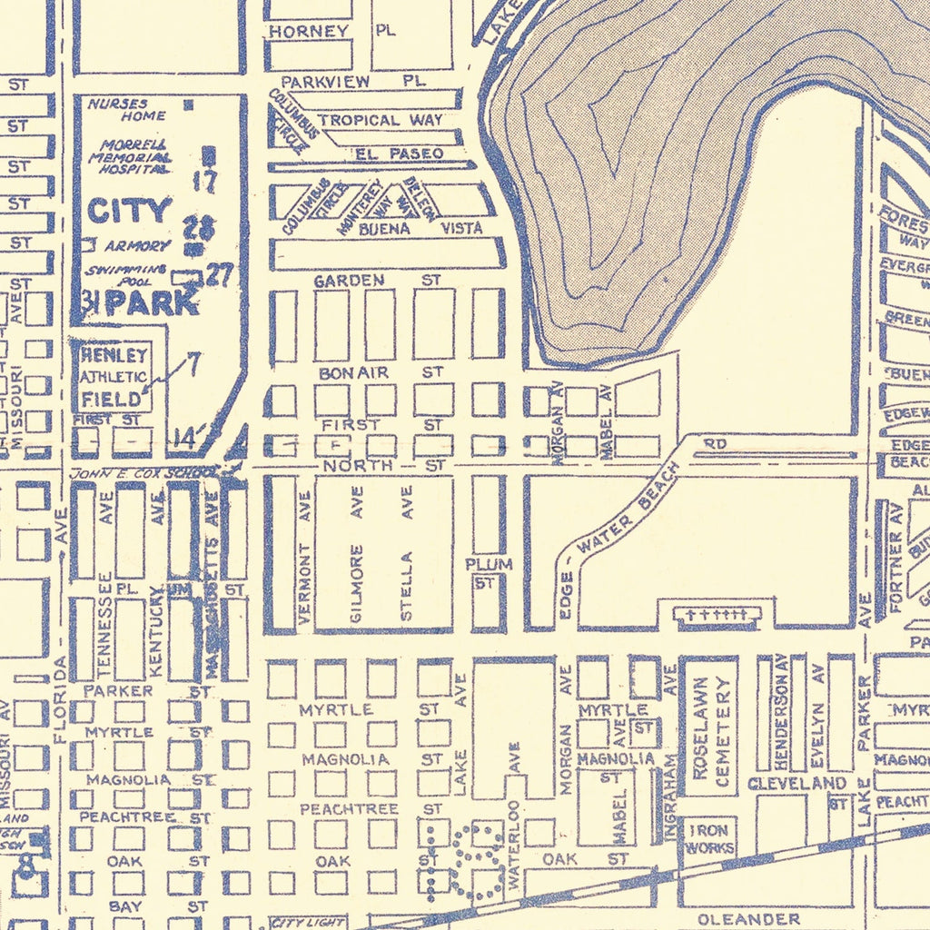 Vintage Map of Lakeland, Florida 1930