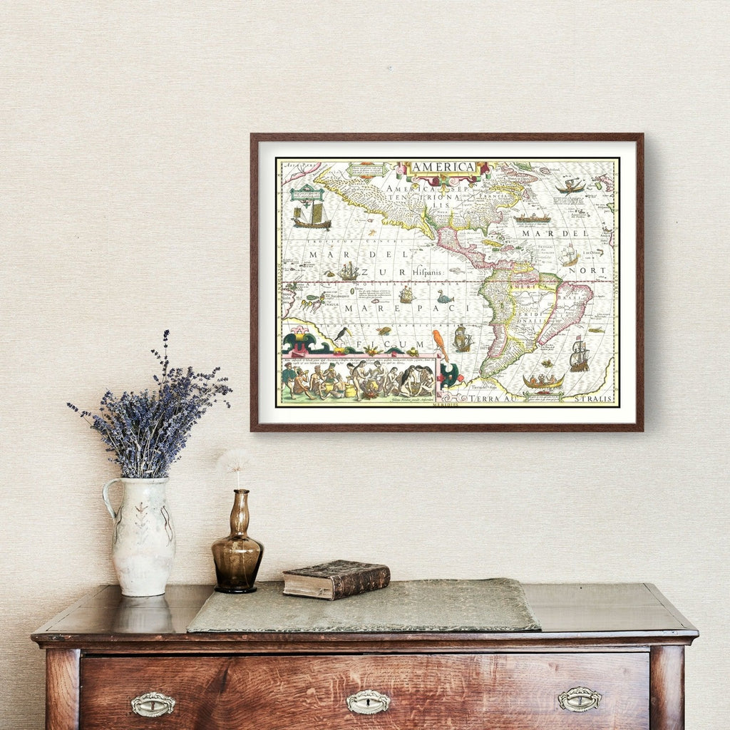 Vintage Map of America 1606