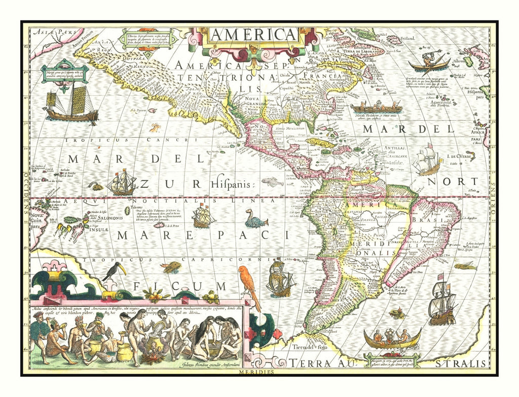 Vintage Map of America 1606