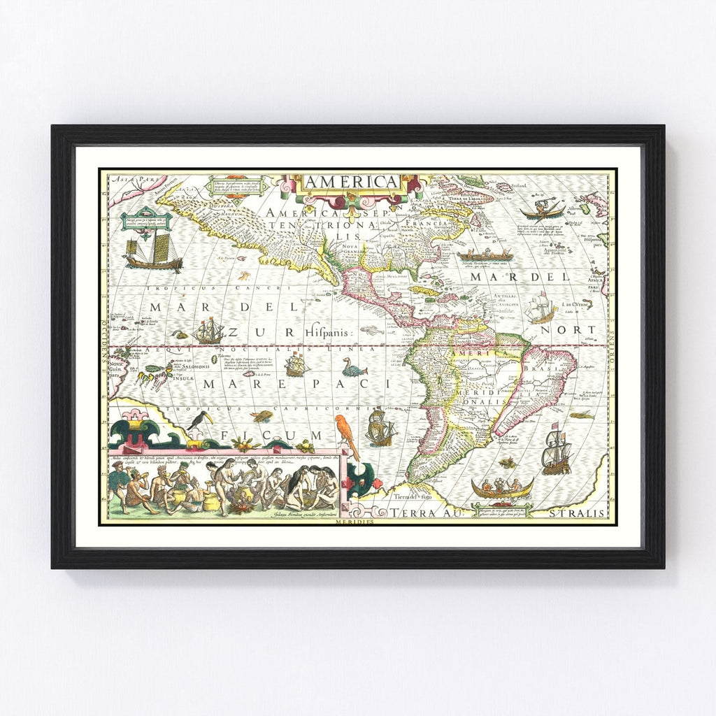 Vintage Map of America 1606