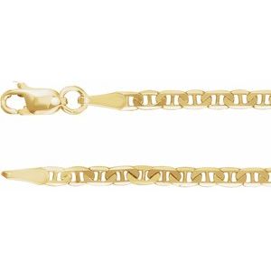 14K Yellow Gold 2.25 mm Curbed Anchor 18" Chain