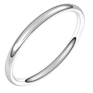14K White 2 mm Lightweight Comfort-Fit European-Style Band Size 16.5