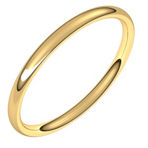 14K Yellow 2 mm Lightweight Comfort-Fit European-Style Band Size 7