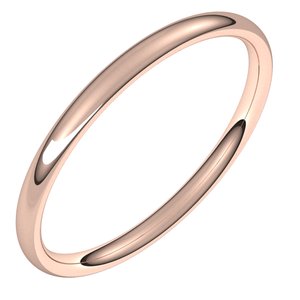 14K Rose 2 mm Lightweight Comfort-Fit European-Style Band Size 16