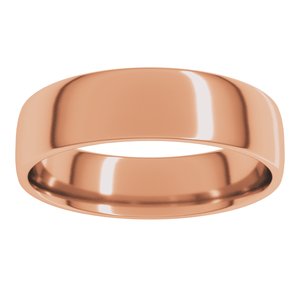 18K Rose 6 mm Lightweight Comfort-Fit European-Style Band Size 13
