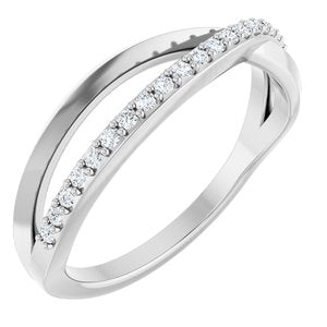 14K White Gold 1/8 CTW Natural Diamond Criss Cross Ring