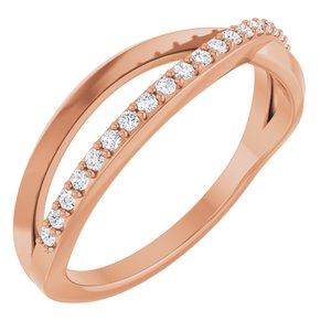 14K Rose Gold 1/8 CTW Natural Diamond Criss Cross Ring
