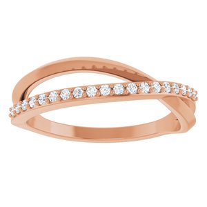 14K Rose Gold 1/8 CTW Natural Diamond Criss Cross Ring
