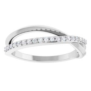 14K White Gold 1/8 CTW Natural Diamond Criss Cross Ring
