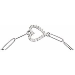 Sterling Silver 1/8 CTW Natural Diamond Heart 7" Bracelet – image 2