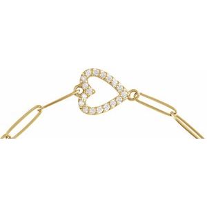 14K Yellow Gold 1/8 CTW Natural Diamond Heart 7" Bracelet – image 2