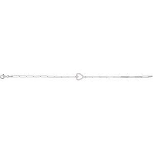 14K White Gold 1/8 CTW Natural Diamond Heart 7" Bracelet – image 3