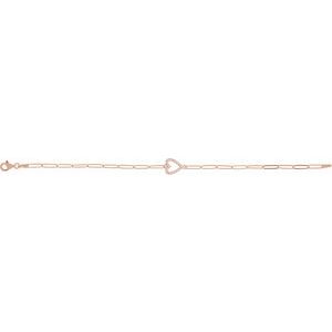 14K Rose Gold 1/8 CTW Natural Diamond Heart 7" Bracelet – image 3