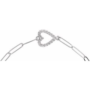Sterling Silver Accented  Heart 7" Bracelet Mounting – image 2
