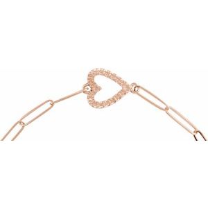 14K Rose Gold Accented  Heart 7" Bracelet Mounting – image 2
