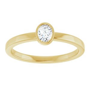 14K Yellow Gold 1/5 CT Natural Diamond Solitaire Bezel-Set Ring