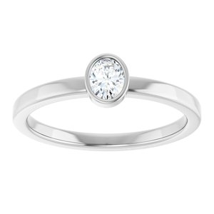 14K White Gold 1/5 CT Natural Diamond Solitaire Bezel-Set Ring