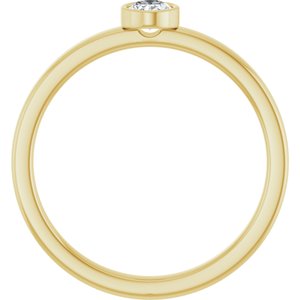14K Yellow Gold 1/5 CT Natural Diamond Solitaire Bezel-Set Ring