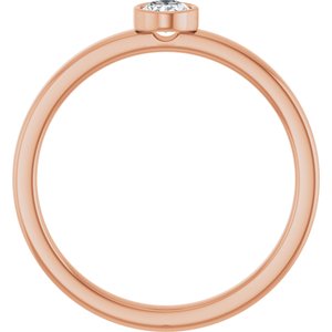 14K Rose Gold 1/5 CT Natural Diamond Solitaire Bezel-Set Ring