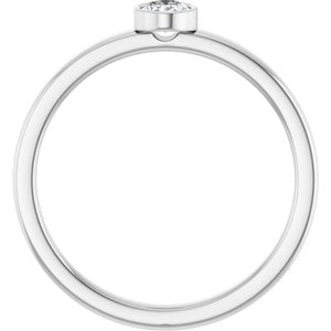 14K White Gold 1/5 CT Natural Diamond Solitaire Bezel-Set Ring