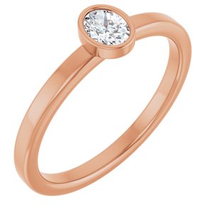 14K Rose Gold 1/5 CT Natural Diamond Solitaire Bezel-Set Ring