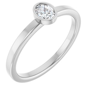 14K White Gold 1/5 CT Natural Diamond Solitaire Bezel-Set Ring