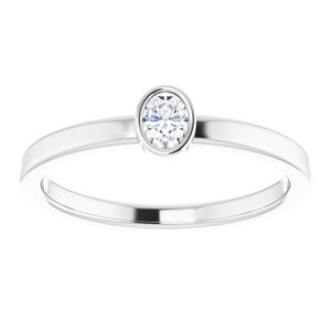 14K White Gold 1/6 CT Natural Diamond Solitaire Bezel-Set Ring