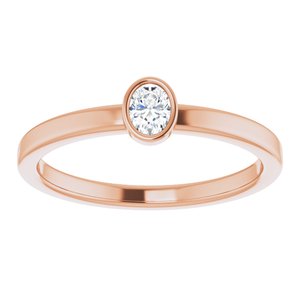 14K Rose Gold 1/6 CT Natural Diamond Solitaire Bezel-Set Ring