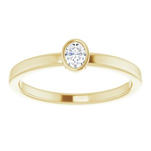 14K Yellow Gold 1/6 CT Natural Diamond Solitaire Bezel-Set Ring