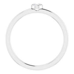 Platinum 1/6 CT Natural Diamond Solitaire Bezel-Set Ring