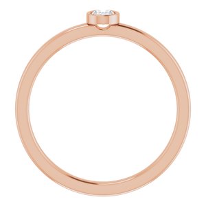 14K Rose Gold 1/6 CT Natural Diamond Solitaire Bezel-Set Ring