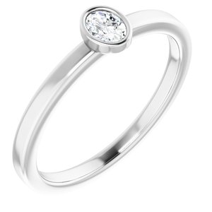 Platinum 1/6 CT Natural Diamond Solitaire Bezel-Set Ring