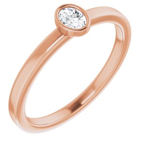 14K Rose Gold 1/6 CT Natural Diamond Solitaire Bezel-Set Ring