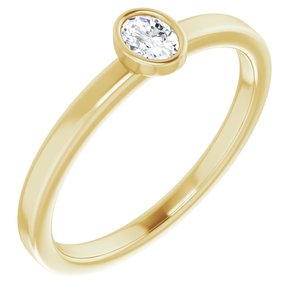 14K Yellow Gold 1/6 CT Natural Diamond Solitaire Bezel-Set Ring