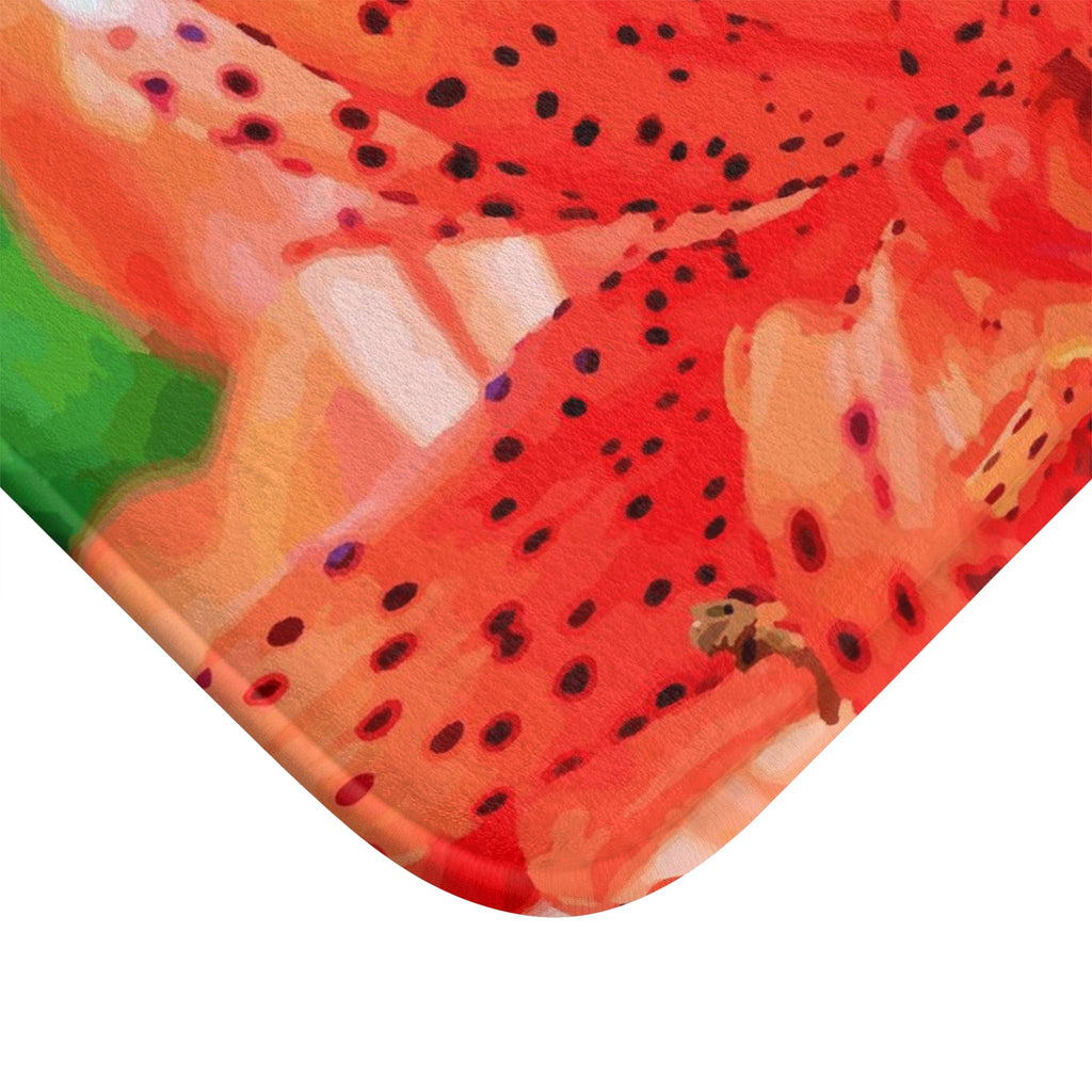 Orange Tiger Lilies Memory Foam Bath Mat