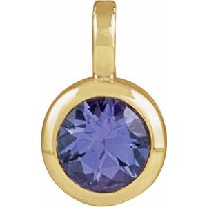 14K Yellow Gold Natural Tanzanite Pendant