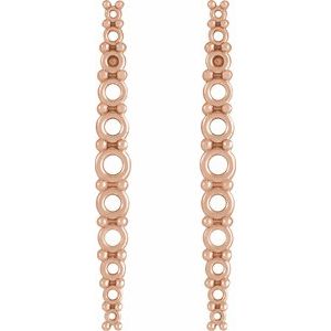 14K Rose Gold Accented Graduated Drop Earring Mounting – image 2