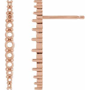 14K Rose Gold Accented Graduated Drop Earring Mounting