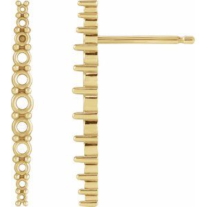 14K Yellow Gold Accented Graduated Drop Earring Mounting