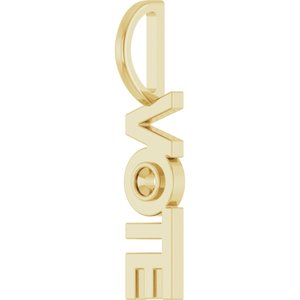14K Yellow Gold 2 mm Round Accented Vote Charm/Pendant Mounting – image 4