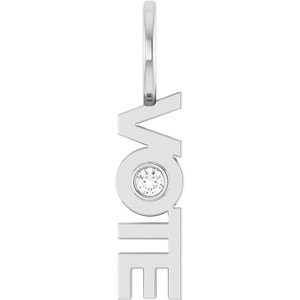 Sterling Silver 2 mm Round Accented Vote Charm/Pendant Mounting