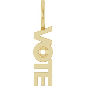 14K Yellow Gold 2 mm Round Accented Vote Charm/Pendant Mounting – image 2