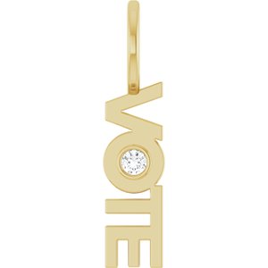 14K Yellow Gold 2 mm Round Accented Vote Charm/Pendant Mounting
