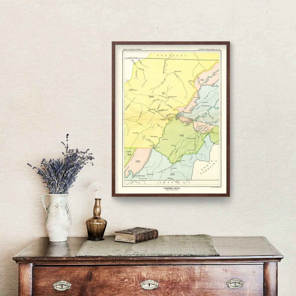 Vintage Cherokee Treaty Cessions Map 1897