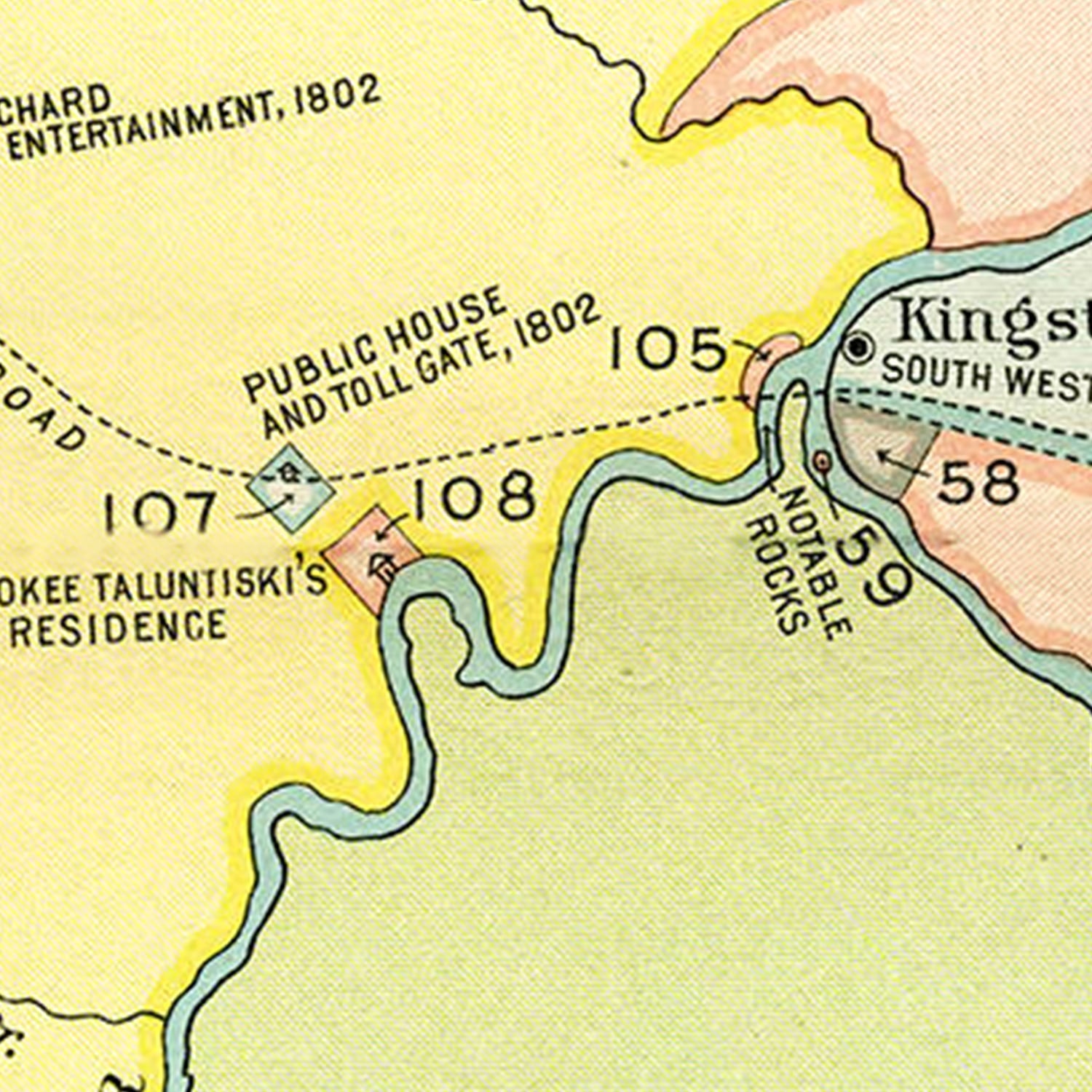 Vintage Cherokee Treaty Cessions Map 1897