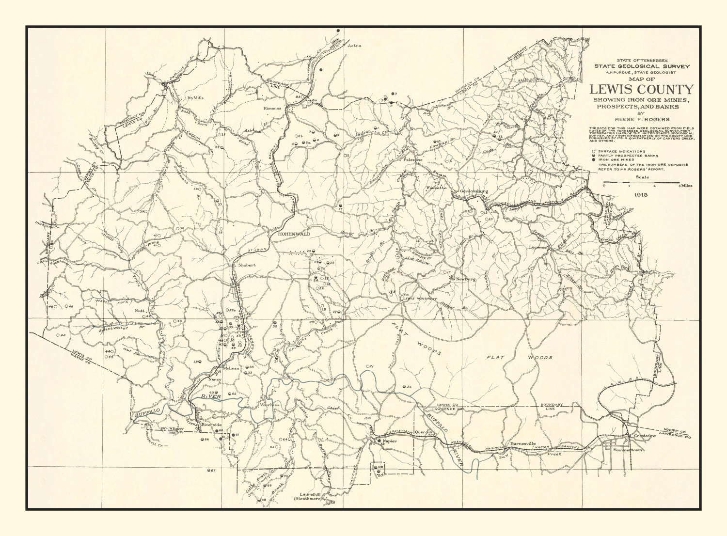 Vintage Lewis County, TN Iron Ore Mines 1915