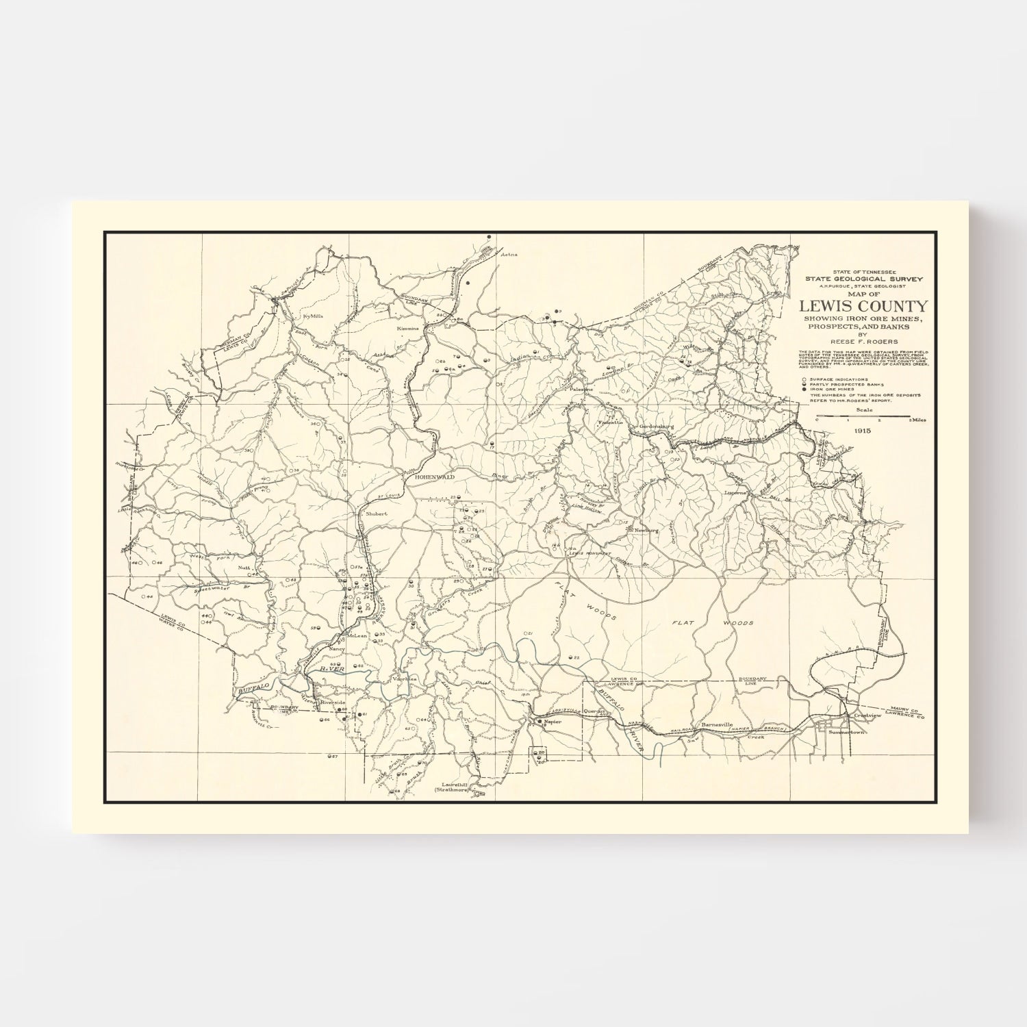 Vintage Lewis County, TN Iron Ore Mines 1915