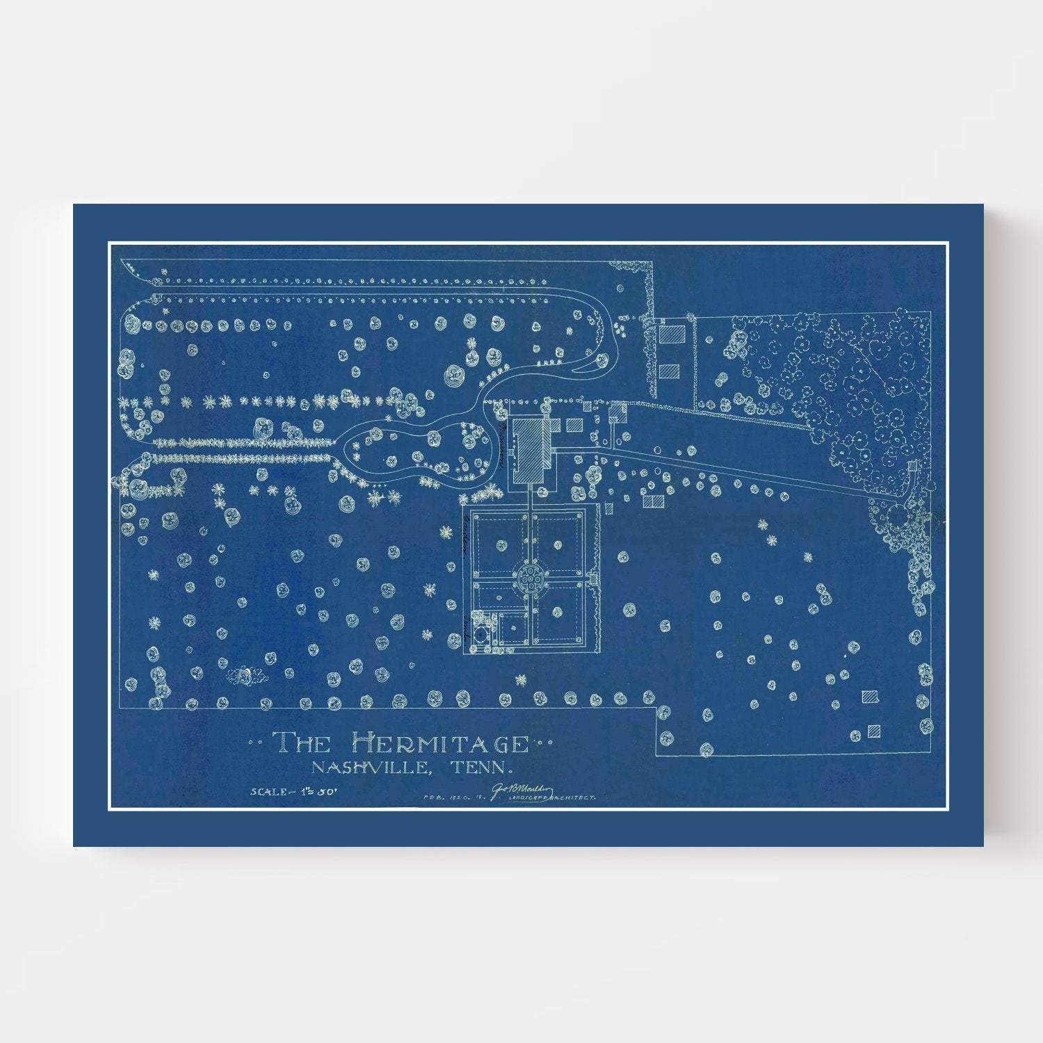 Vintage Map of the Hermitage Nashville, TN 1920