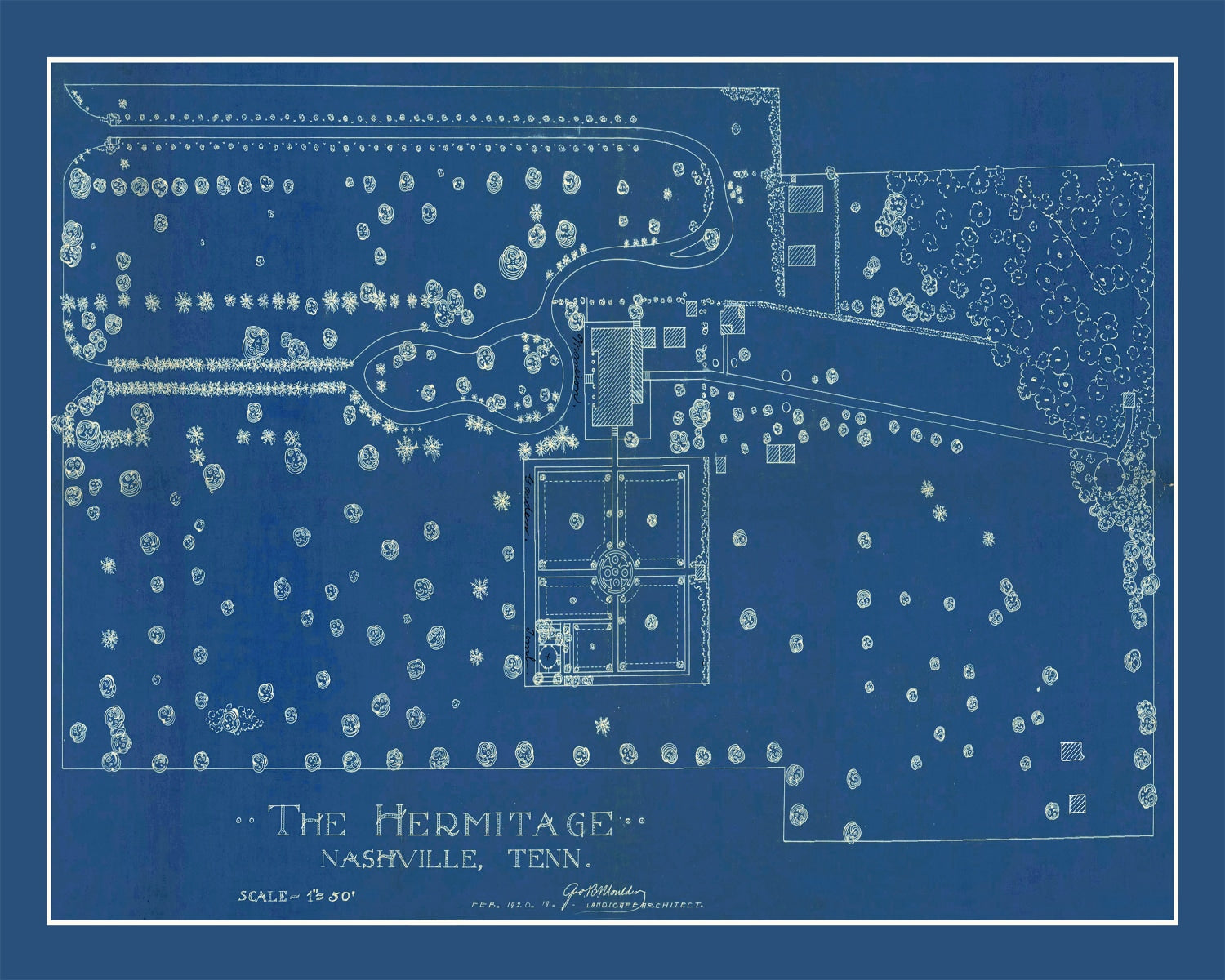 Vintage Map of the Hermitage Nashville, TN 1920
